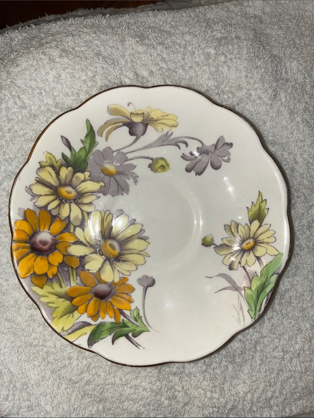 Royal Albert Saucer with Yellow and Green Daisy Accents